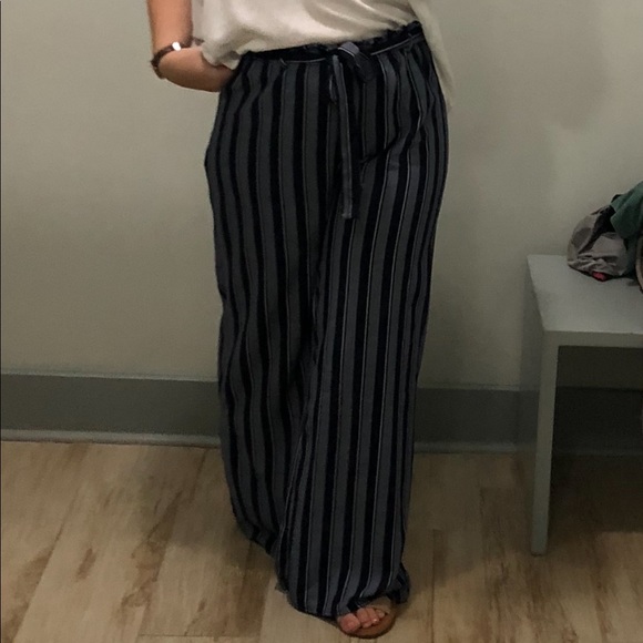 Blue/Navy Striped Belted Pants - Picture 5 of 6